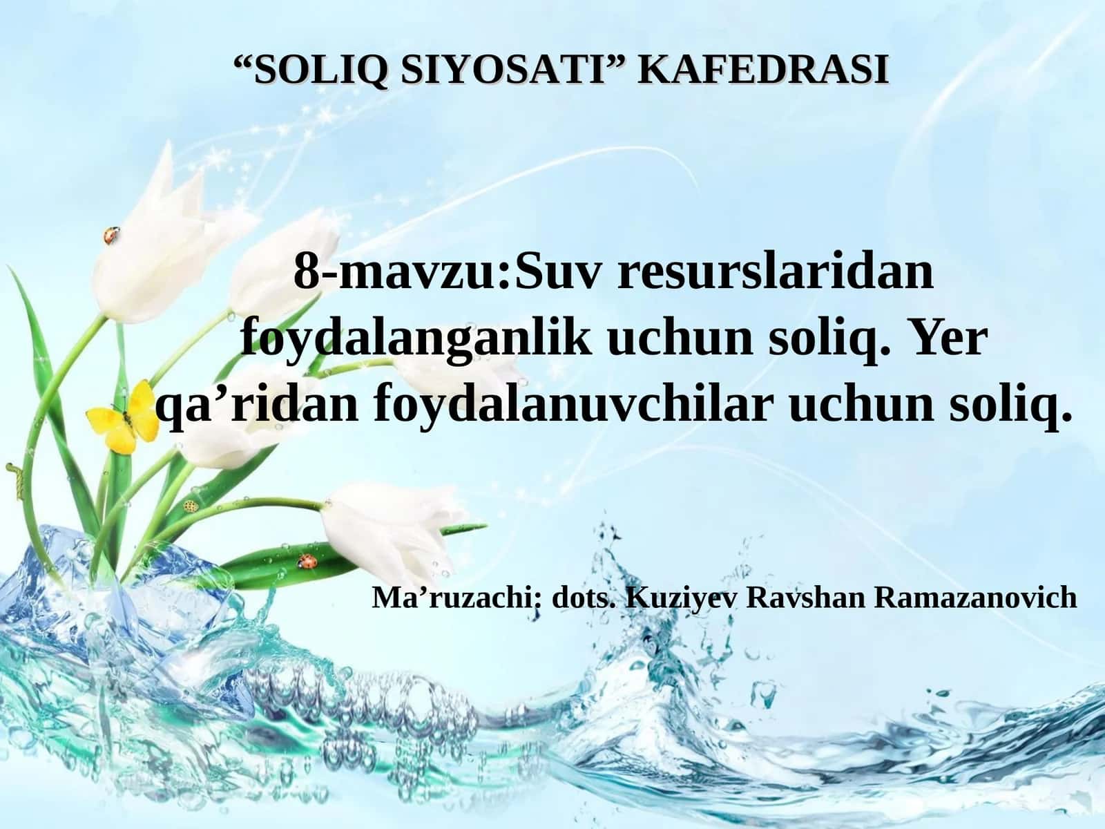 Suv resurslaridan foydalanganlik uchun soliq 1