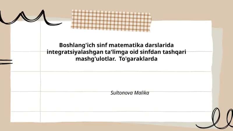 Boshlang'ich sinf matematika mashg'ulotlari 1