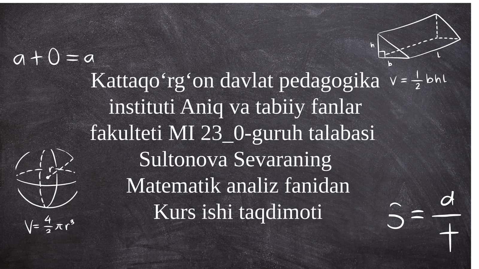 Matematika Analiz Fanidan 1