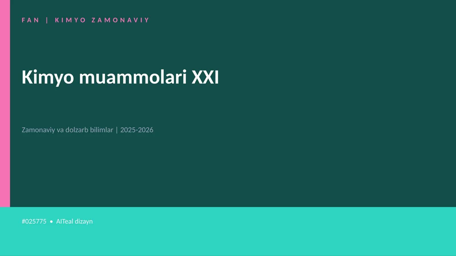 Kimyo muammolari XXI 1