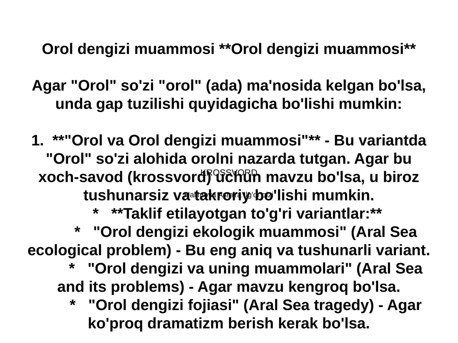 Orol va orol bo‘yi muammosi 1