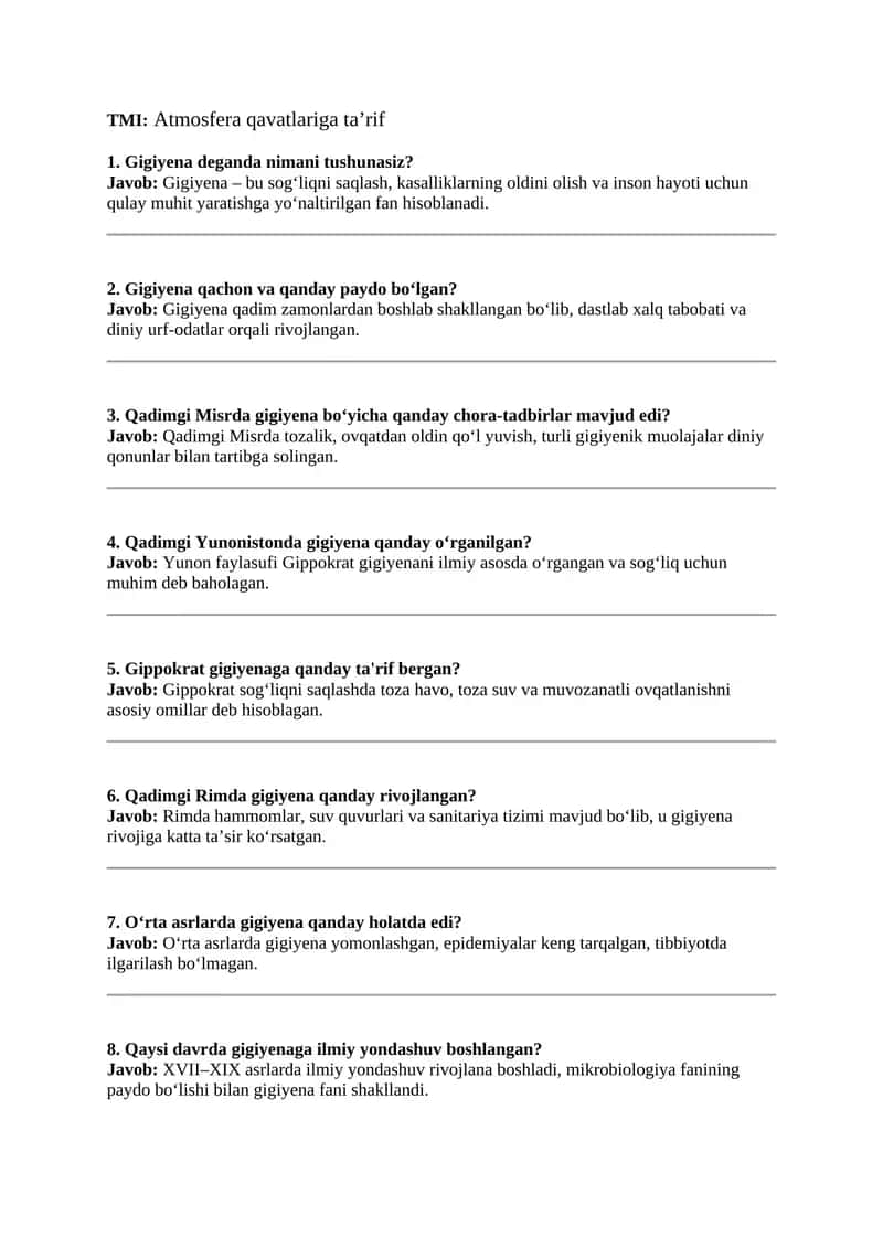 Gigiyena turlari 1