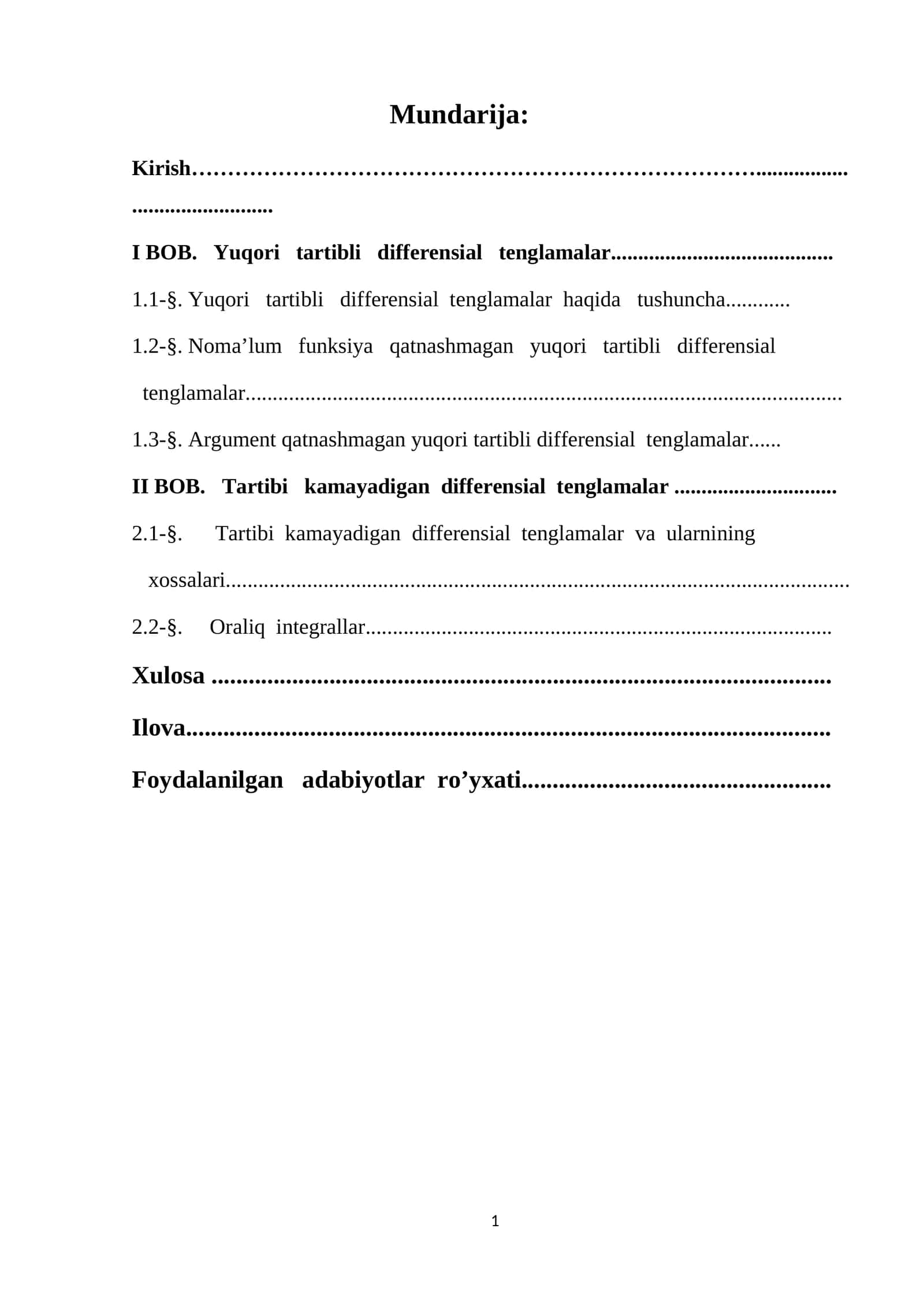 Yuqori Tartibli Differensial Tenglamalar 1