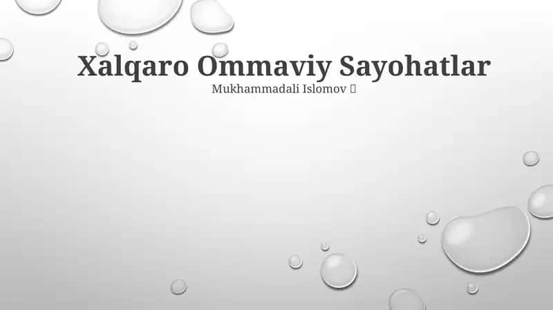 Xalqaro Ommaviy Sayohatlar 1