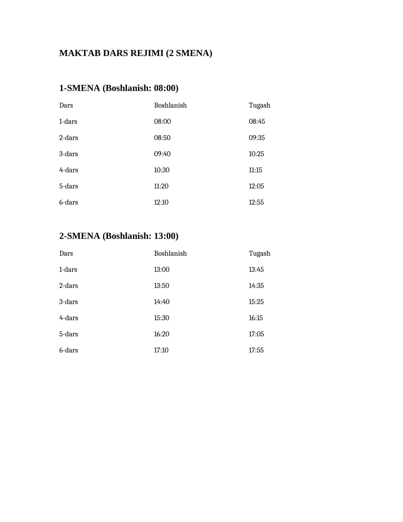MAKTAB DARS REJIMI (2 SMENA) 1