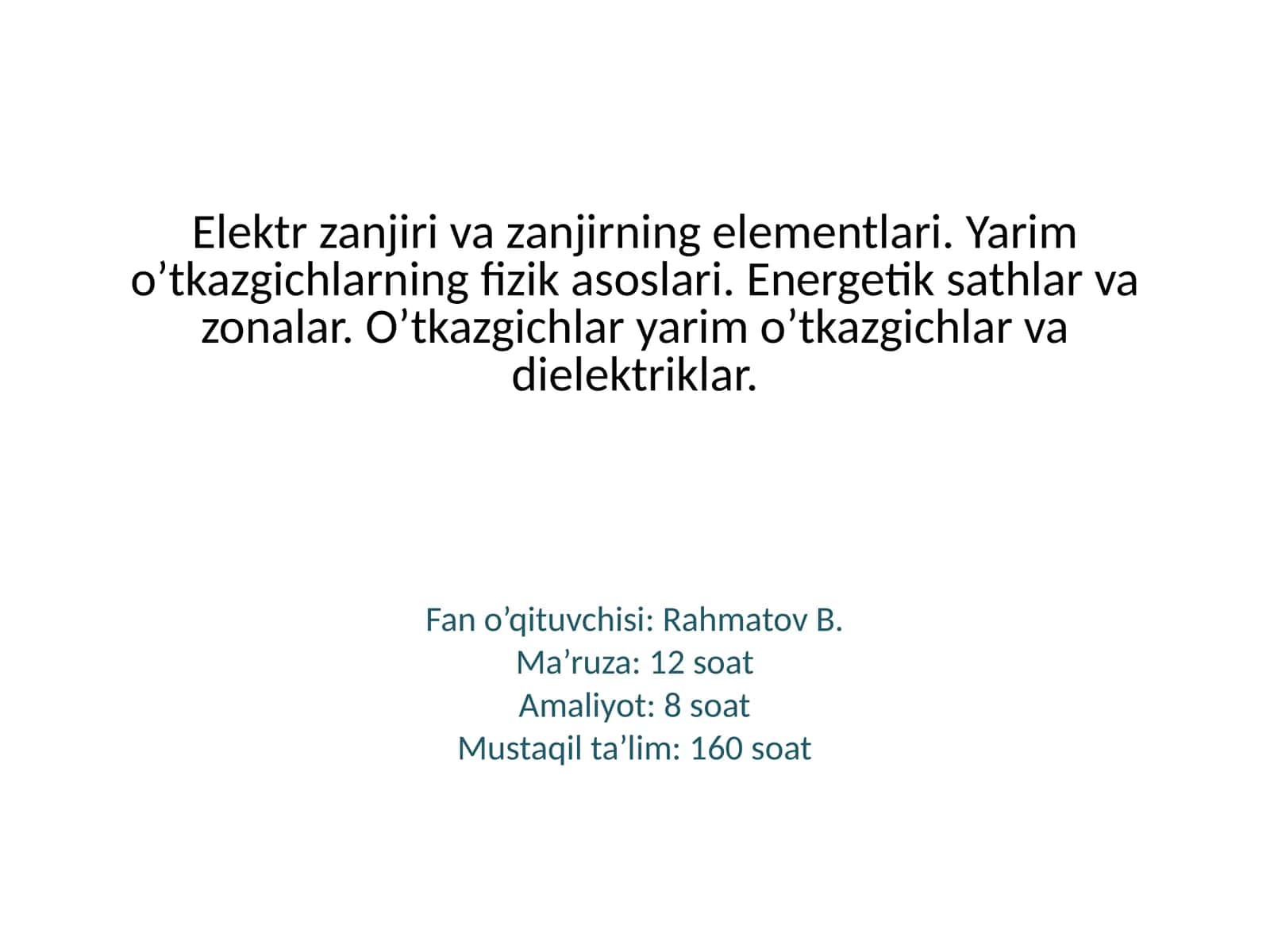 Elektr zanjiri va zanjirning elementlari 1