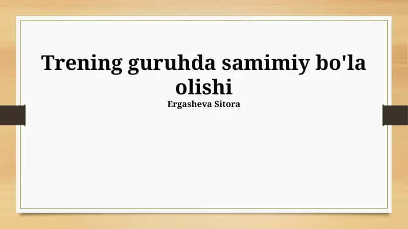 Samimiy muloqot usullari 1
