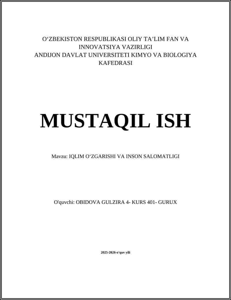 IQLIM OʻZGARISHI VA INSON SALOMATLIGI 1