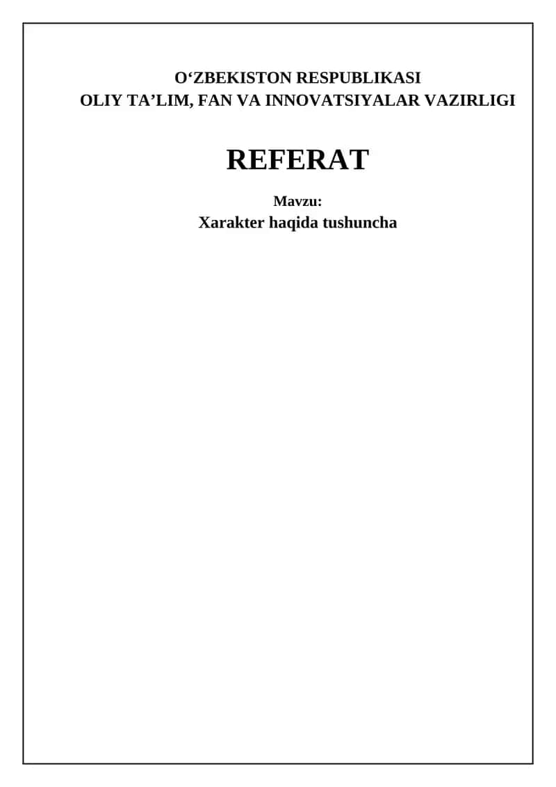 Xarakter haqida tushuncha 1