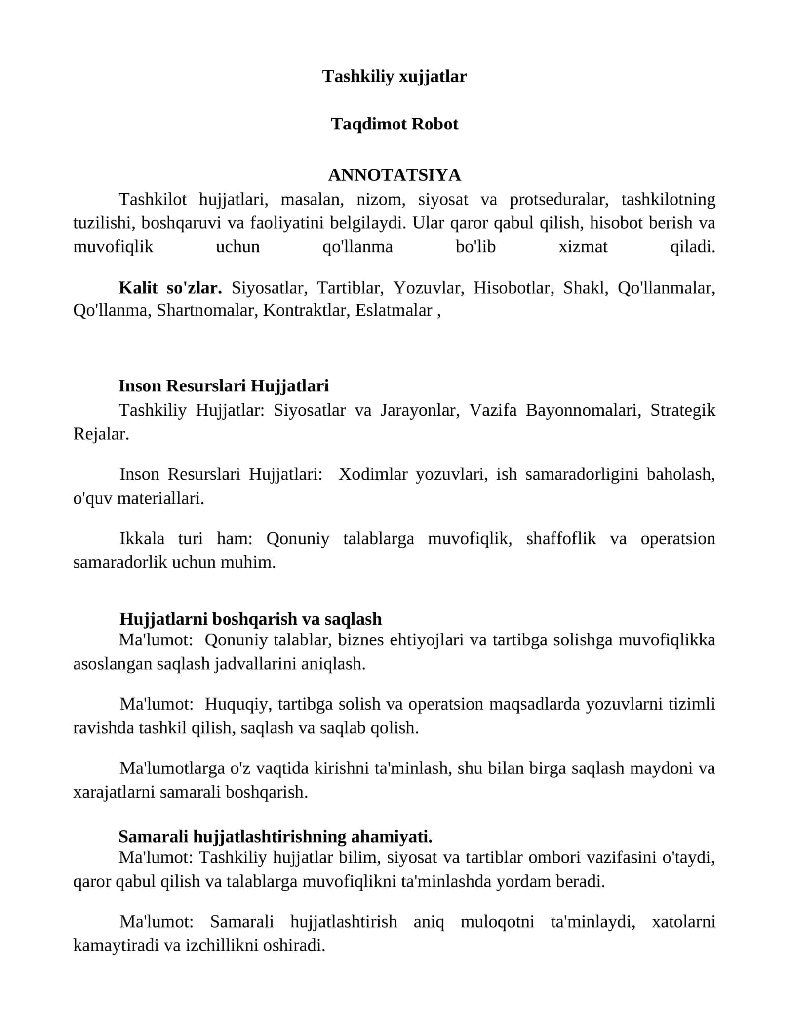 Tashkiliy xujjatlar 1
