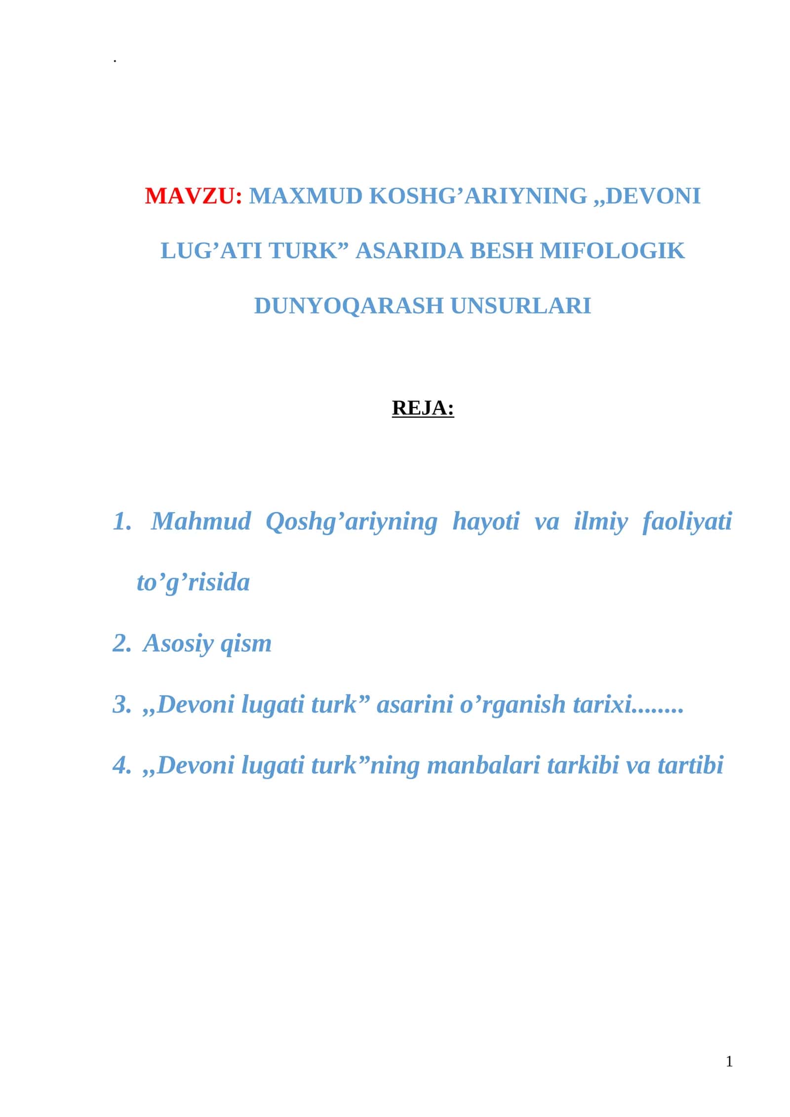 MAXMUD KOSHG’ARIYNING ,,DEVONI LUG’ATI TURK” ASARIDA BESH MIFOLOGIK DUNYOQARASH UNSURLARI 1