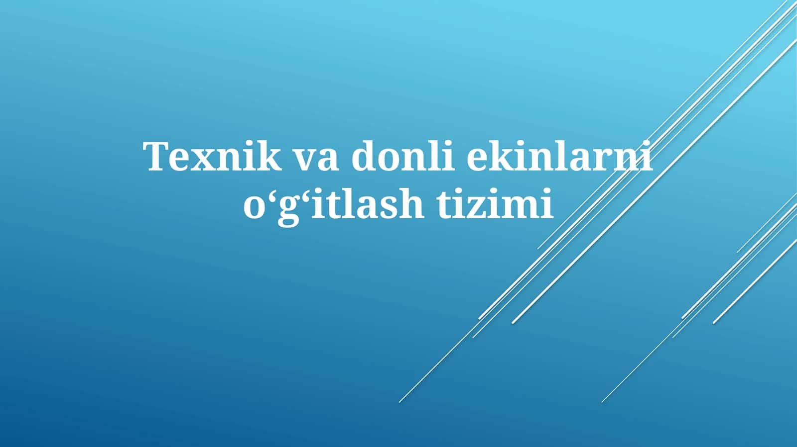 Texnik va donli ekinlarni oʻgʻitlash tizimi 1