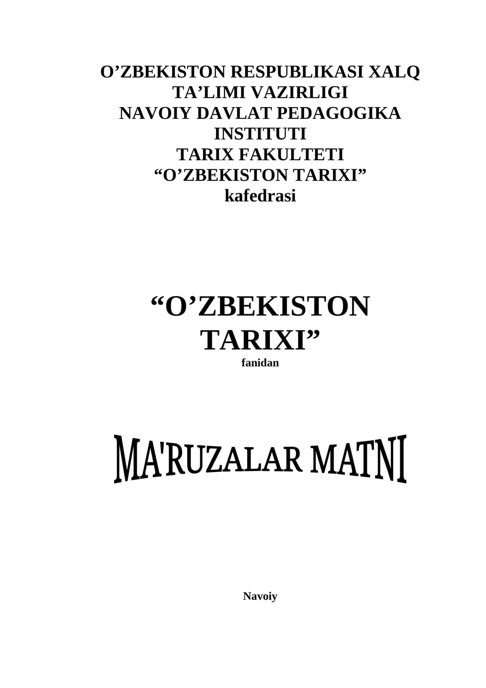 O'zbekiston tarixI fanidan o'qitish materiallari to'plami 1