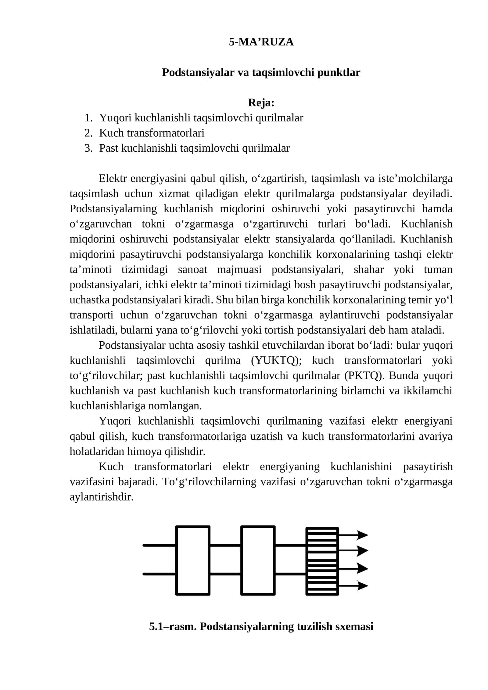 Podstansiyalar va taqsimlovchi punktlar 1