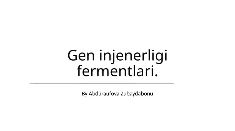 Genetik Muhandislik Fermentlari 1