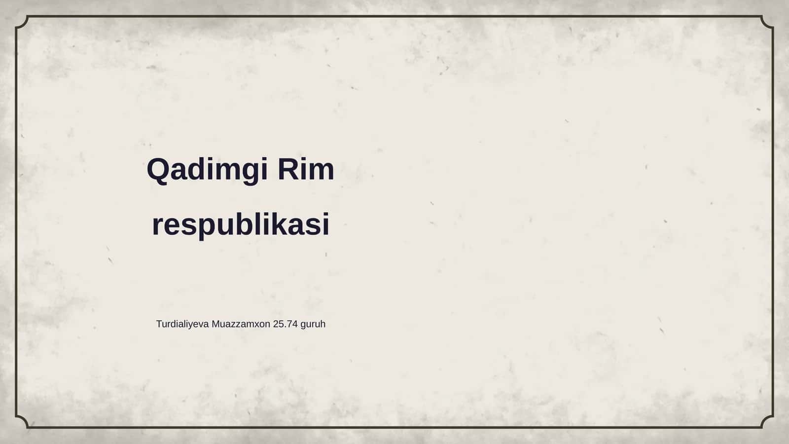 Qadimgi Rim respublikasi 1