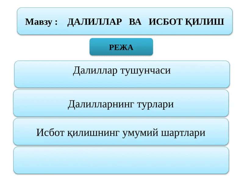 ДАЛИЛЛАР ВА ИСБОТ ҚИЛИШ 1