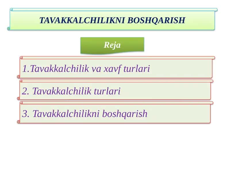 TAVAKKALCHILIKNI BOSHQARISH 1