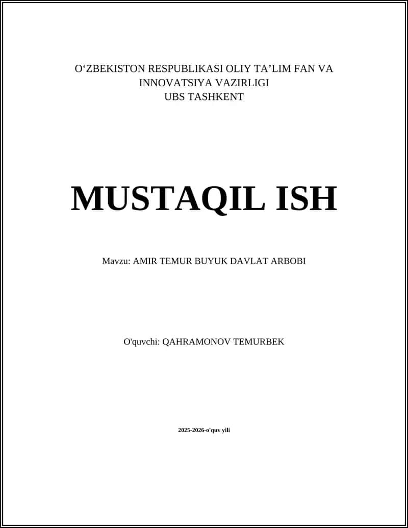 Amir Temur Buyuk Davlat Arbob 1