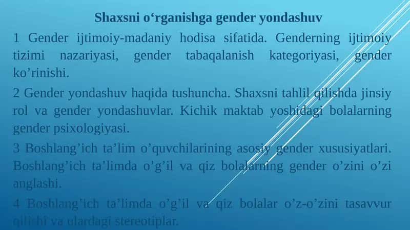 Gender yondashuvning ma'noli 1