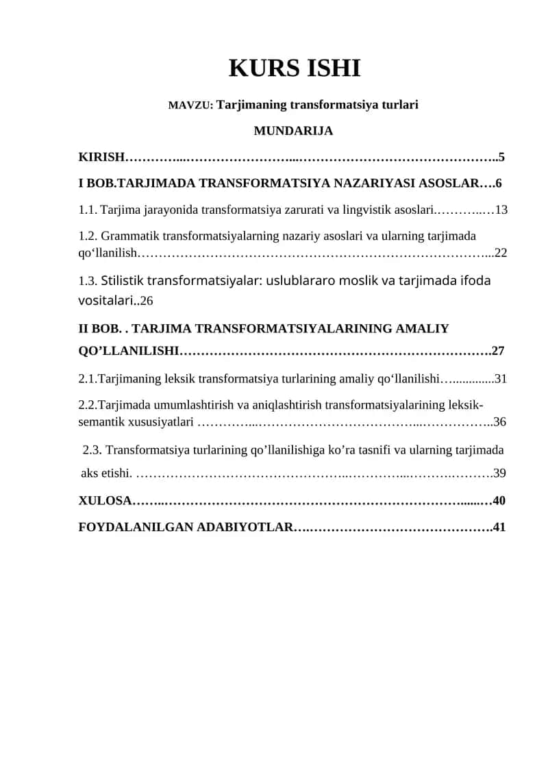 Tarjimaning transformatsiya turlari 1