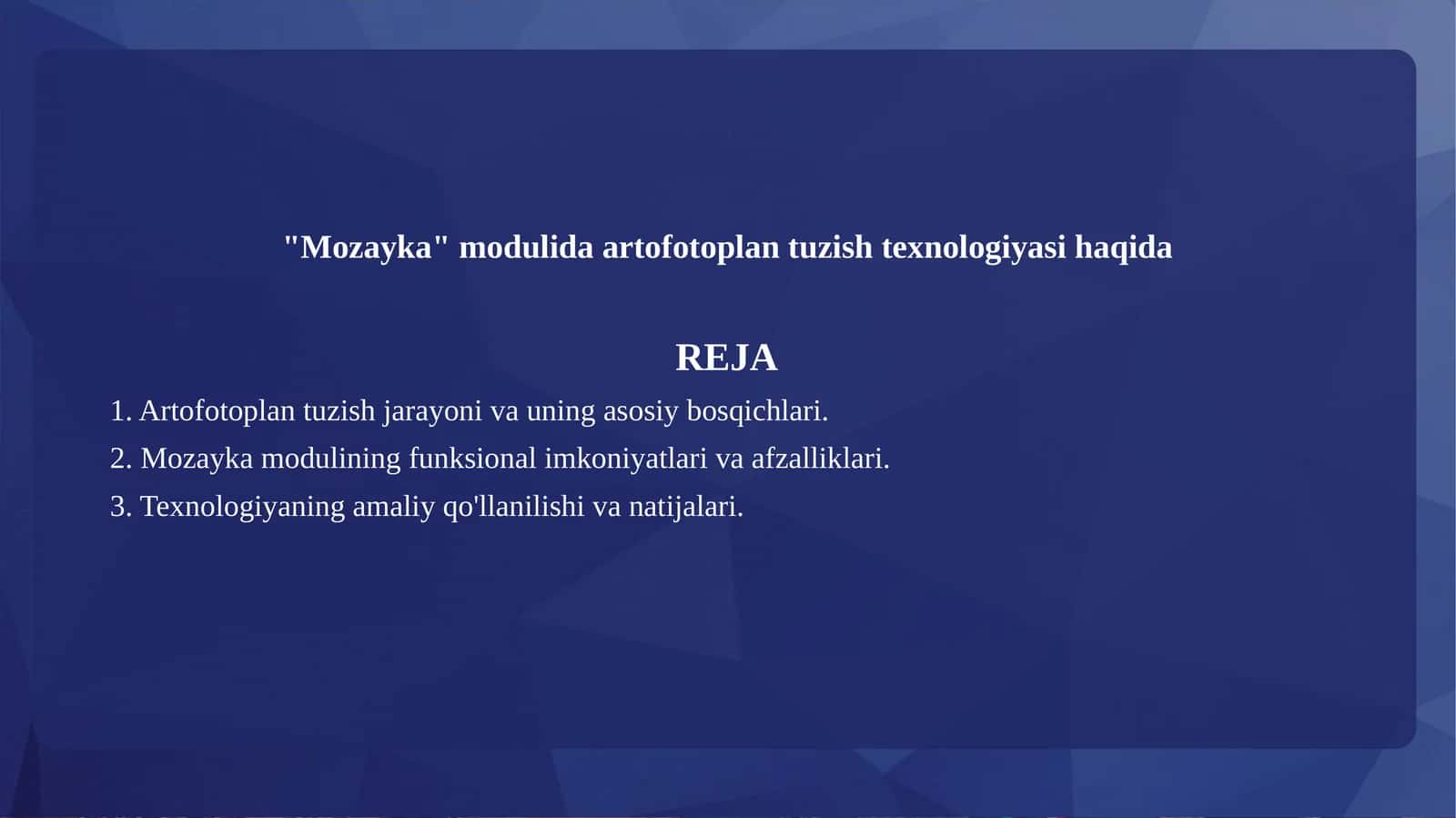 Mozayka  modulida artofotoplan tuzish texnologiya 1