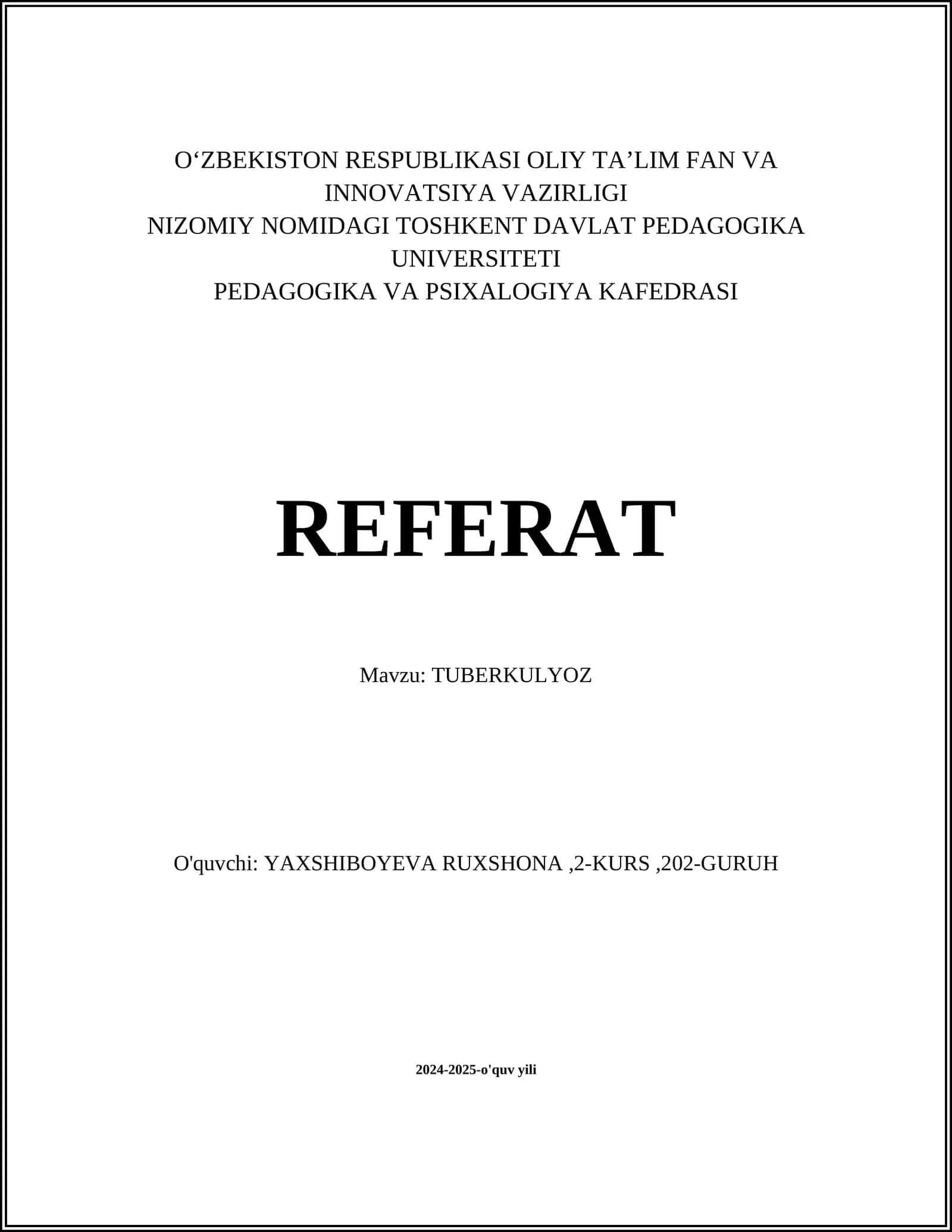 TUBERKULYOZ 1