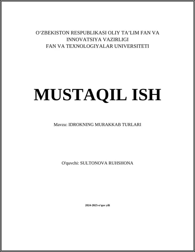 IDROKNING MURAKKAB TURLARI 1