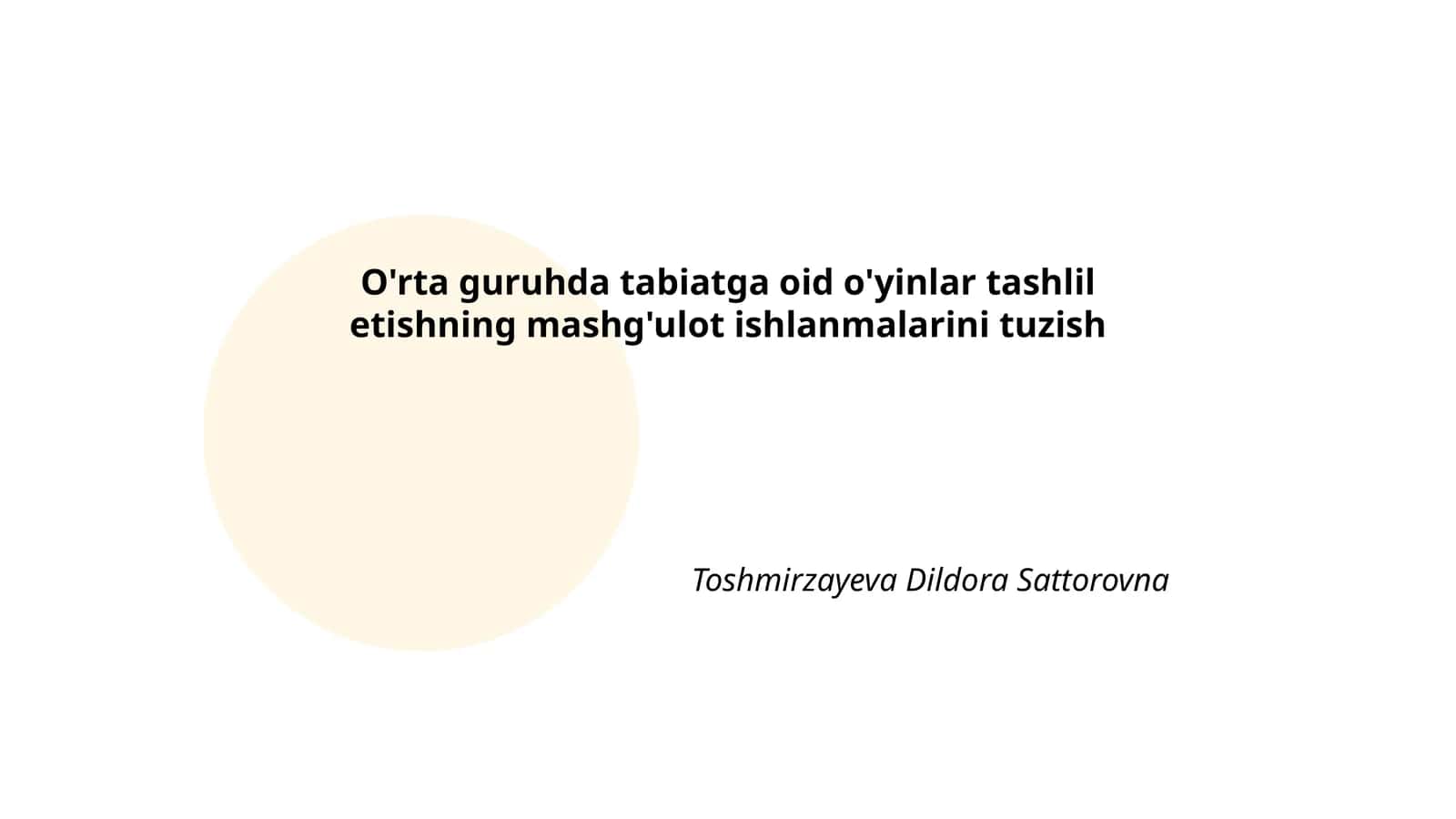 O'rta guruhda tabiatga oid o'yinlar tashlil etishning mashg'ulot ishlanmalarini tuzish 1