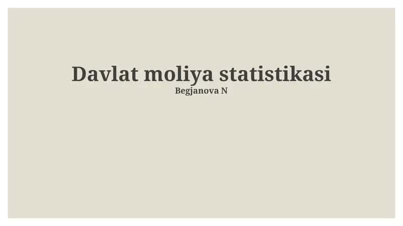 Davlat moliyasi statistikasi 1