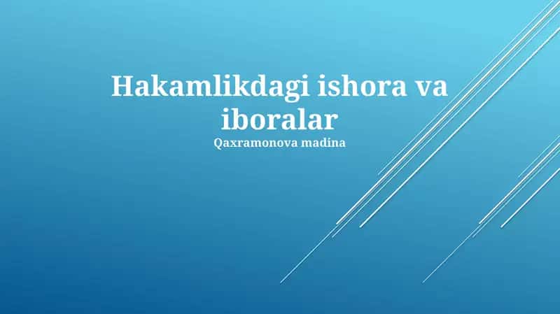 Hakamlikdagi ishora va iboralar 1
