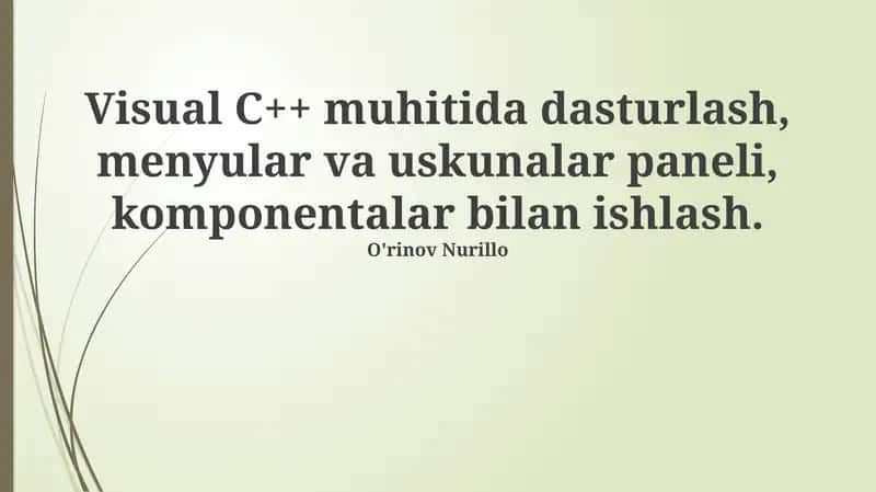 Visual C++ muhitida dasturlash 1