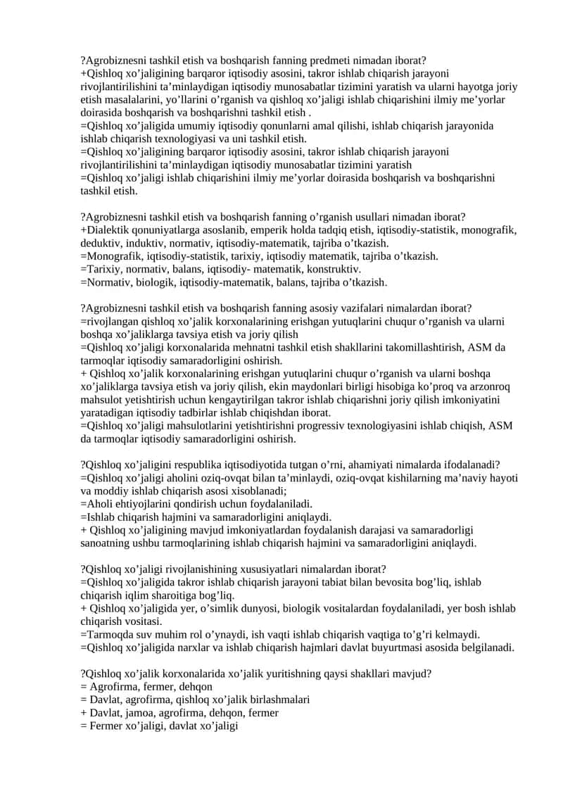 Agrobiznesni tashkil etish va boshqarish 1