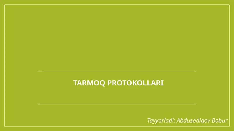 Tarmoq protokoli 1