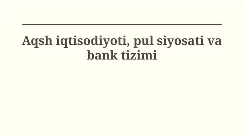 AQSH Iqtisodiyoti 1