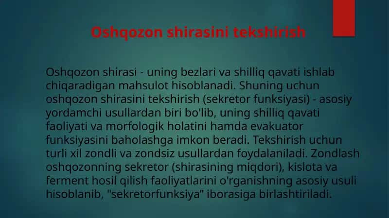 Oshqozon shirasini tekshirish 1