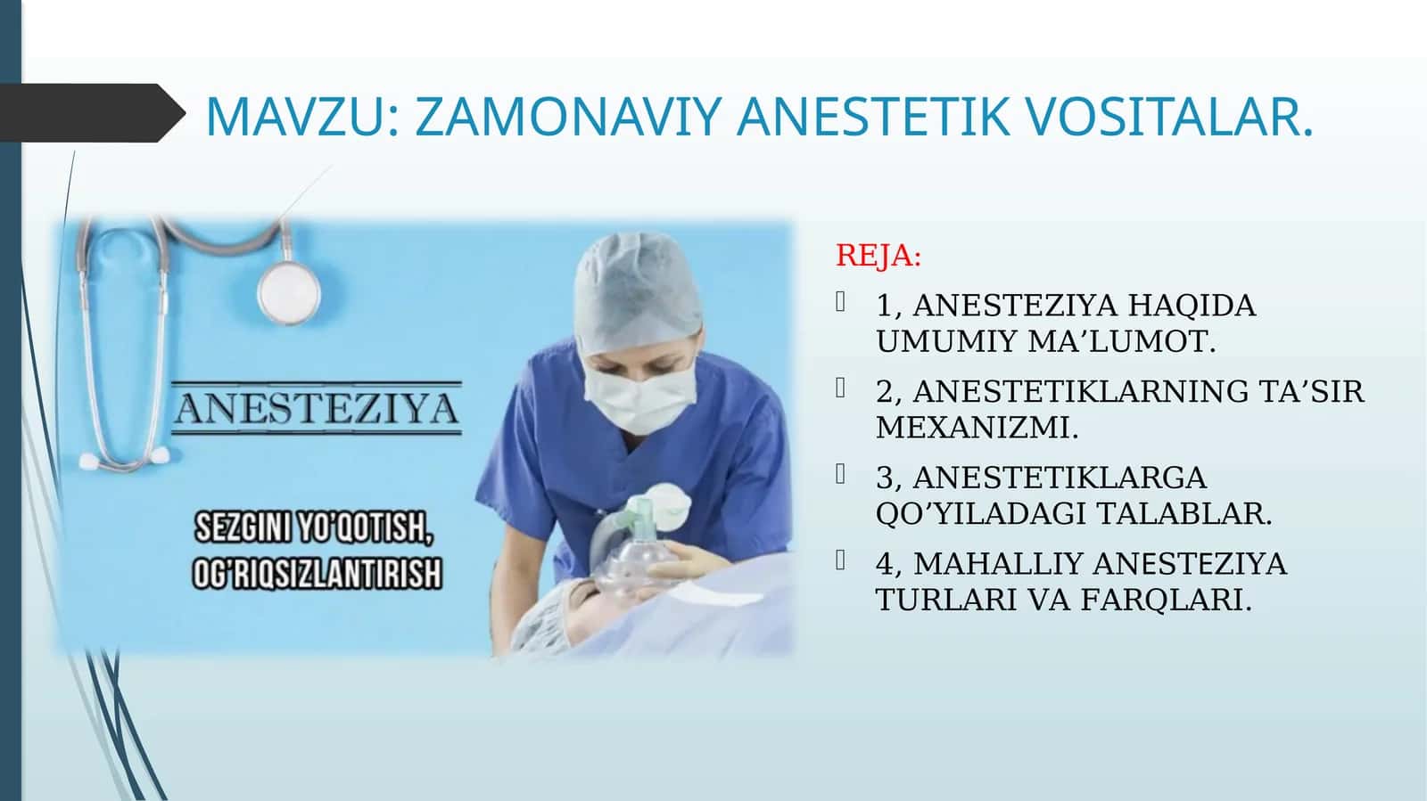 ZAMONAVIY ANESTETIK VOSITALAR 1