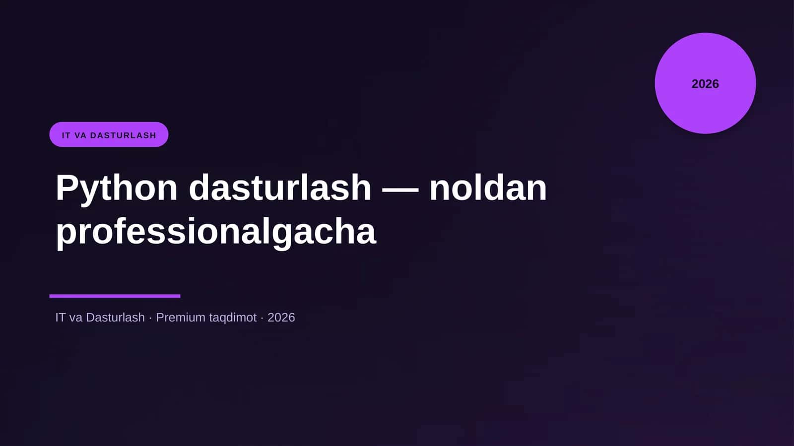 Python dasturlash — noldan professionalgacha 1