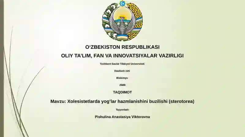 Xolesistetlarda yogʻlar hazmlanishini buzilishi (sterotorea)