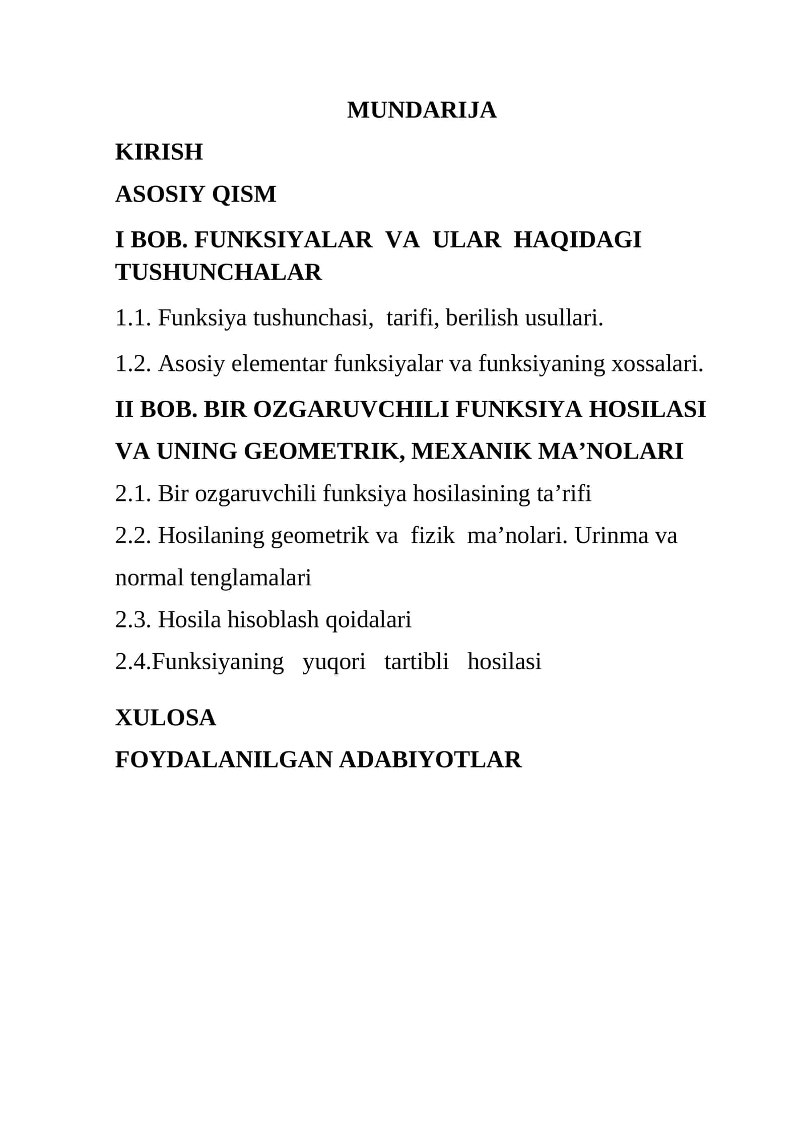 Bir oʻzgaruvchili funksiyaning yuqori tartibli hosilalari 1