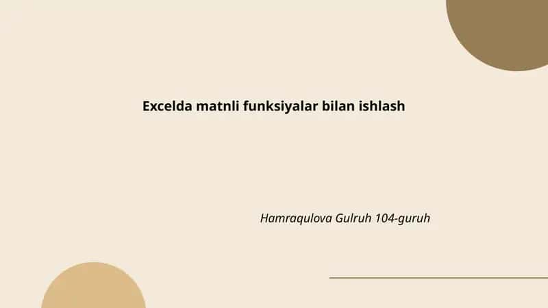 Excelda matnli funksiyalar bilan ishlash 1