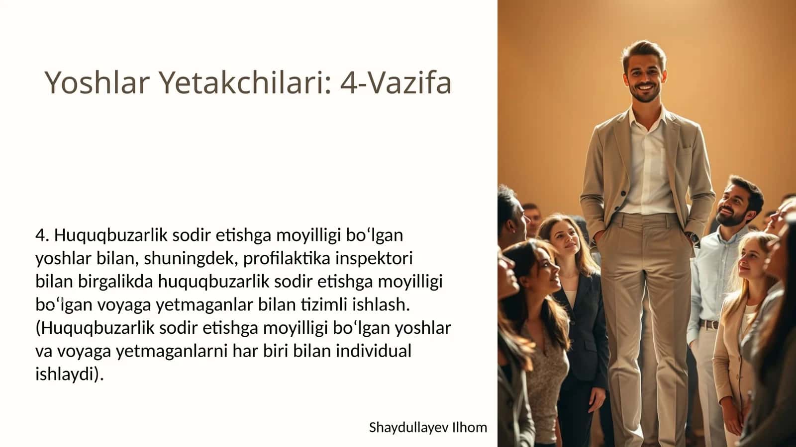 Yoshlar Yetakchilari: 4-Vazifa 1