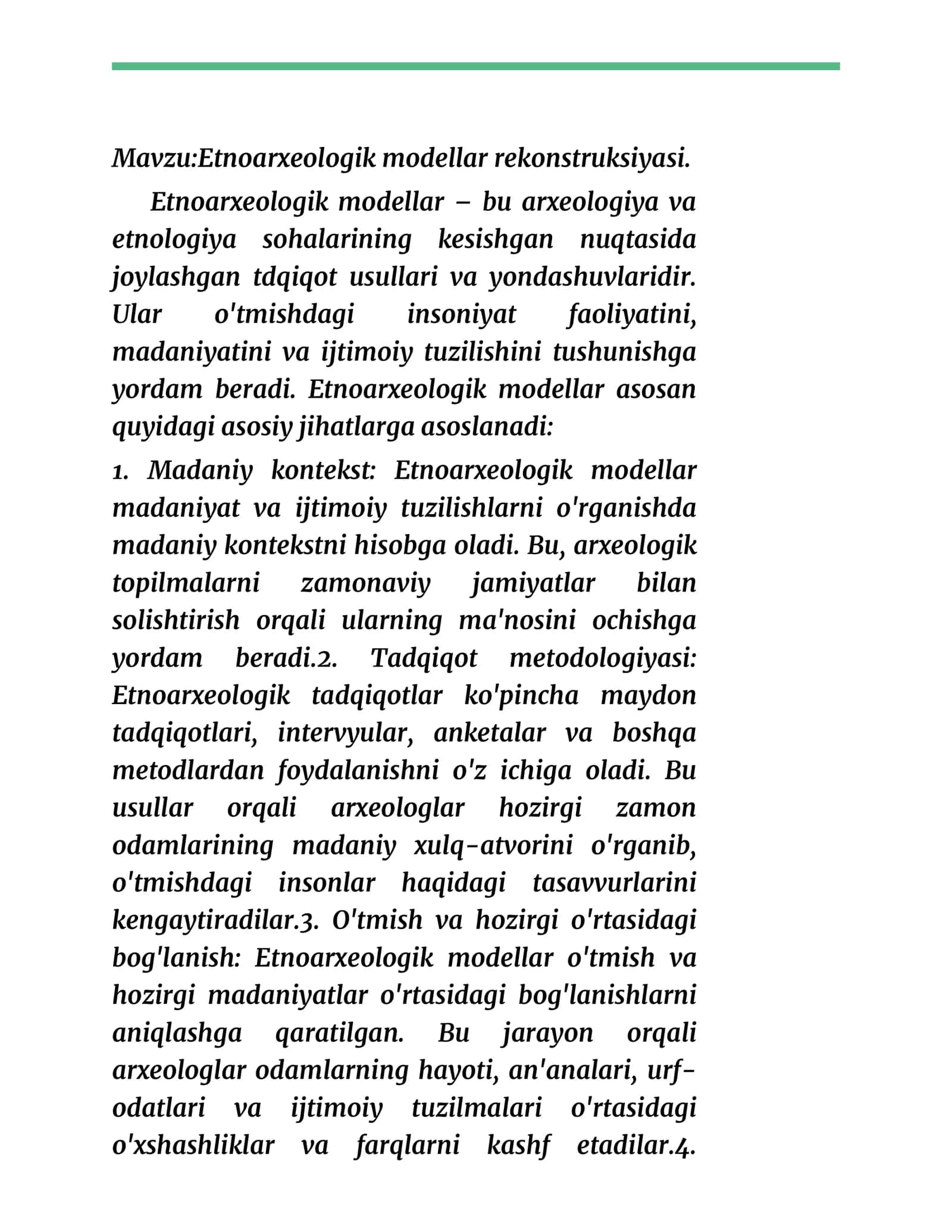 Etnoarxeologik modellar rekonstruksiyasi 1
