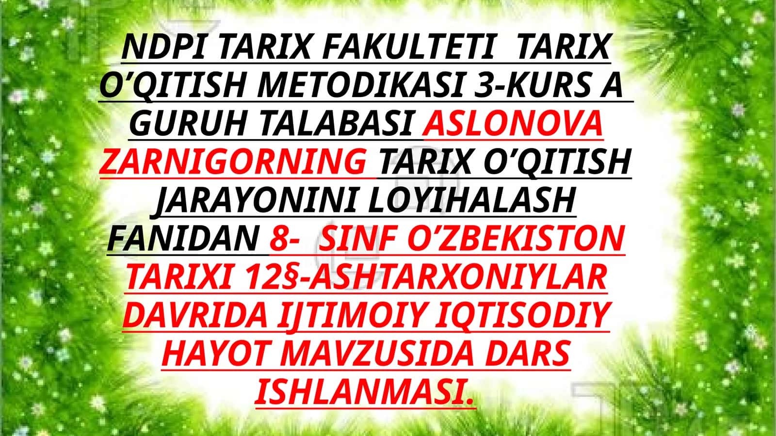 8-sinf O'zbekiston tarixi dars ishlanma. Ashtarxoniylar davrida ijtimoiy iqtisodiy hayot 1
