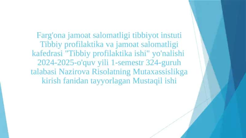 Tibbiy Profilaktika Ishi 1