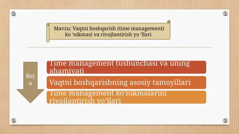 Vaqtni boshqarish (time management) ko ‘nikmasi va rivojlantirish yo ‘llari 1