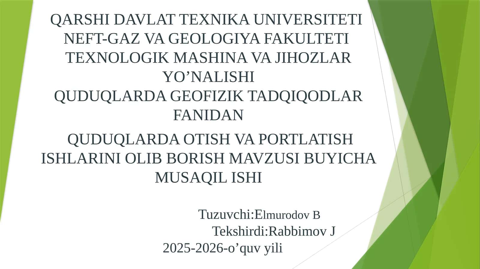 Quduqlarda Otish va Portlatish Ishlari 1