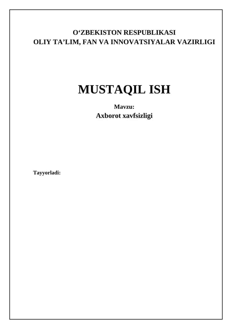 Axborot xavfsizligi 1