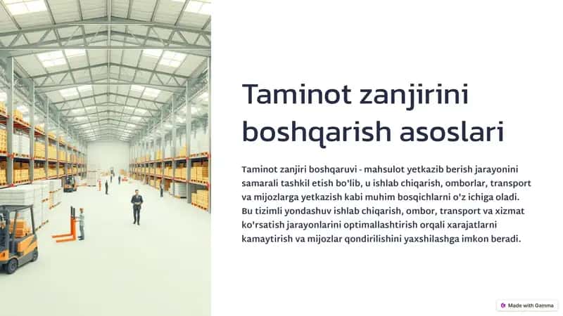 Taminot zanjirini boshqarish asoslari 1