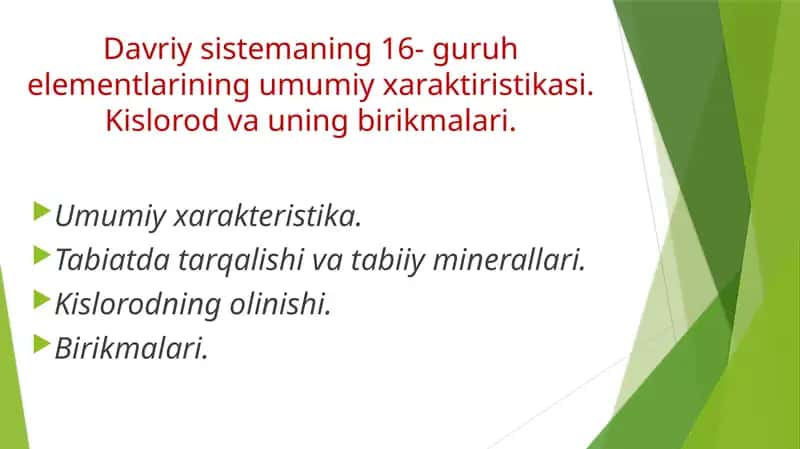 Davriy sisemaning oltinchi gurux elementlari 1